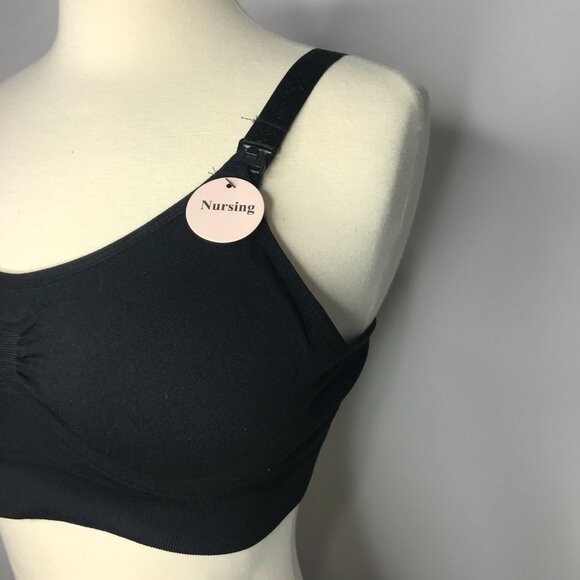 Kathy Maternity Full Coverage Nursing Bra Women's Black One Size Nylon Wireless - Picture 5 of 11